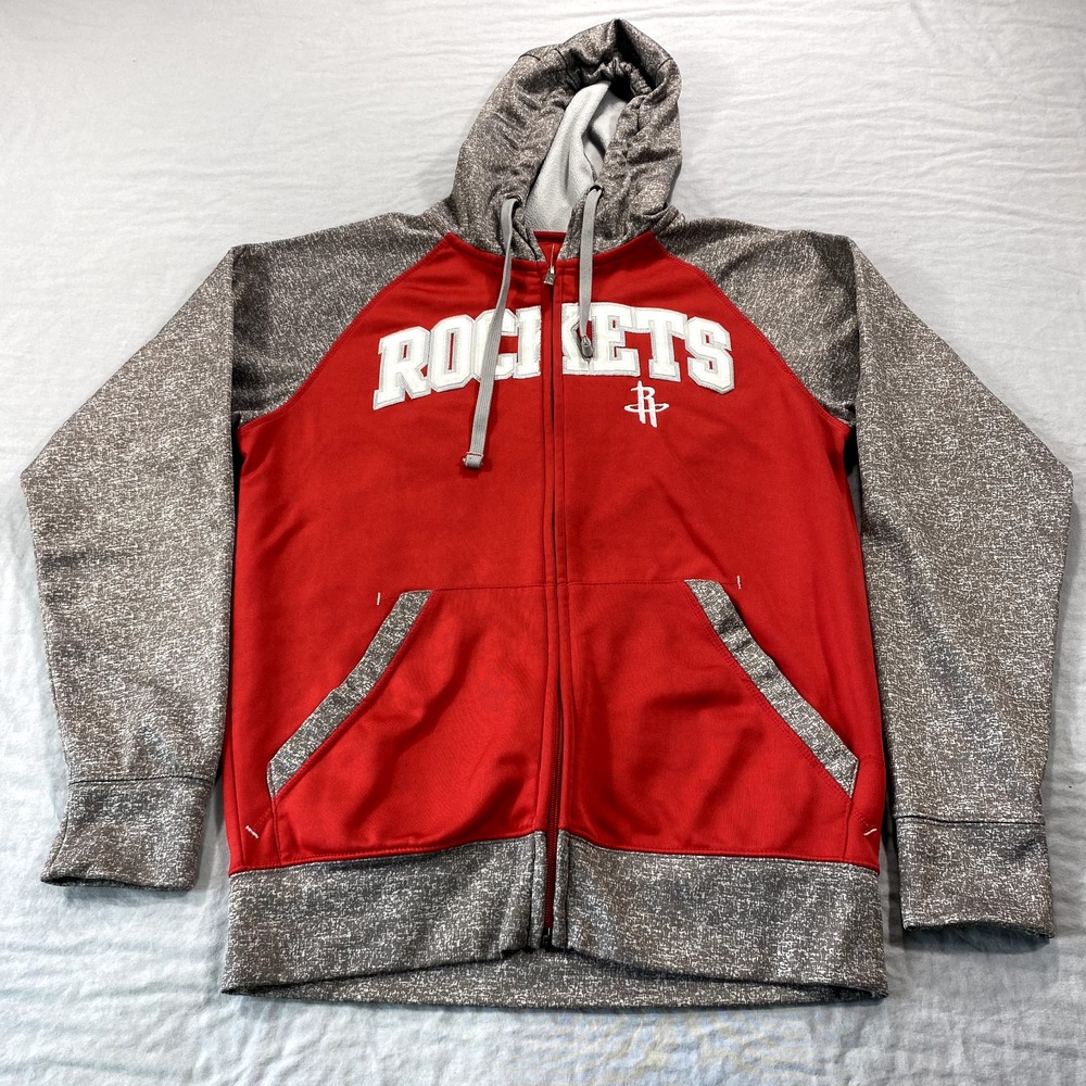Houston Rockets Sweatshirt Adult Small Red Full Zip Hoodie Fleece Jacket Mens